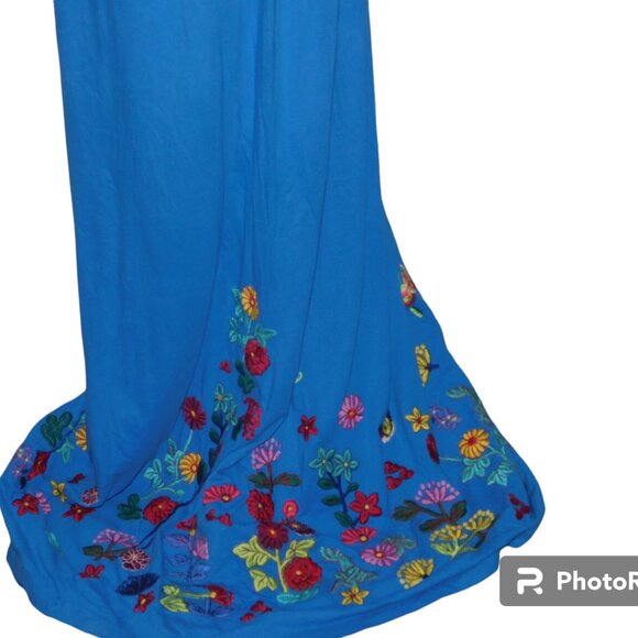 Johnny Was JW Los Angeles Embroidered Butterfly & Flowers Maxi Dress Size Large - Picture 4 of 12